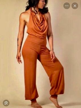 Robin Egg Blue Halter Jumpsuit with Wide Leg Pants